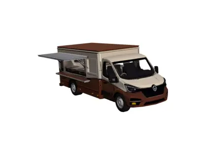 Renault Master Food Truck Low Poly Mobile Kitchen Vehicle Low-poly 3D model