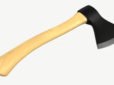 carpenter axe with wooden handle 3D model
