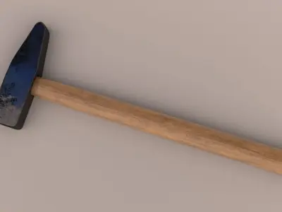Hammers hammer with wooden handle Low-poly 3D model