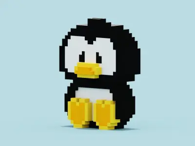 Voxel Penguin Low-poly 3D model