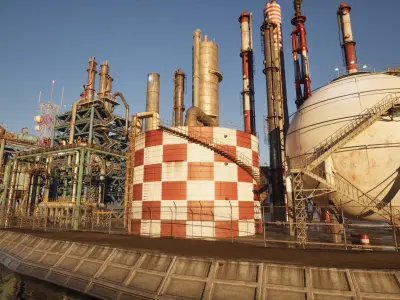 Modular Industrial Refinery in Japan   Low-poly 3D model