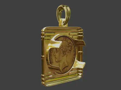 Half sovereign pendant bezel mount 3D print model