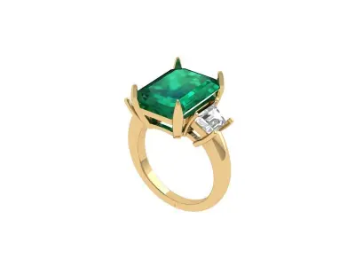 Emerald Radiant Ring 3D print model shop