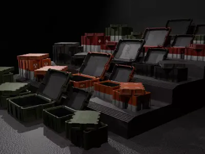 Military Crates Bundle Wooden and Metal 3D model