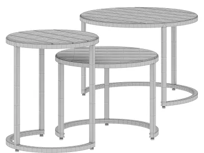 Three Industrial Nesting Tables 3D model