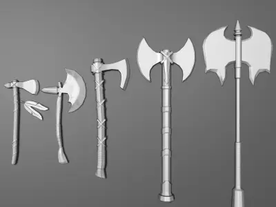 5 Axe Package Low-poly 3D model