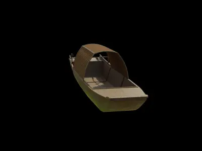 chinese black-awning boat Free low-poly 3D model
