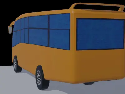 Game Ready Minibus school bus Low-poly 3D model