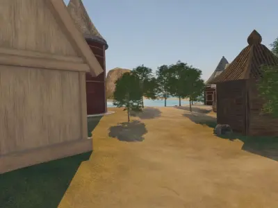Coastal Village Scene 3D model