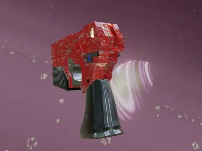 Space Pistol Red Low-poly 3D model