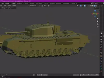 Tank Churchill MK vii Low-poly 3D model