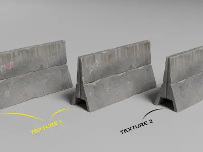 Concrete Barrier - Fence Low-poly 3D model
