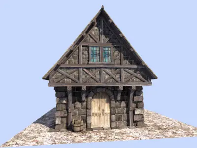 medieval style house Low-poly 3D model