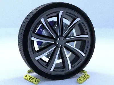 ORTAS CAR RIM 59 GAME READY RIM TIRE AND DISC 3D model