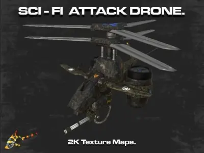 SCI-FI ATTACK DRONE Low-poly 3D model