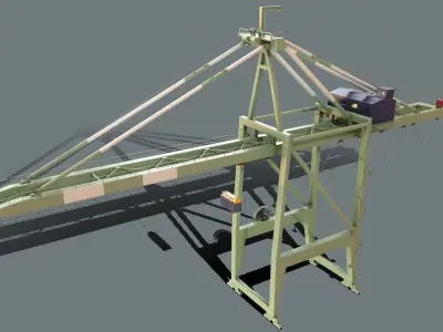 PBR Quayside Container Crane Version 1-  Green White Low-poly 3D model