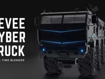EEVEE Cyber army truck Low-poly 3D model