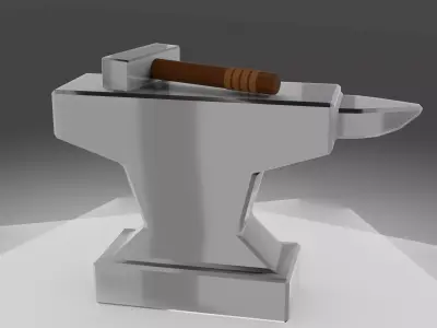 Low poly Anvil metal hammer Free low-poly 3D model