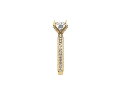 Solitaire Engagement Art Deco Ring 3D print model 62