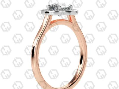 Ring 189 Round Shape Cathedral Halo with Gems 3D print model