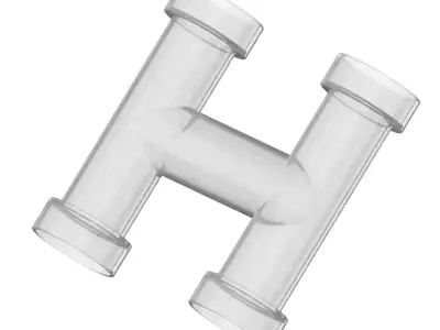 Transparent Plumbing H Fitting 3D model