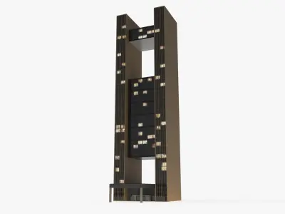 Four Seasons Bahrain Night Hotel with Architectural Lighting 3D model