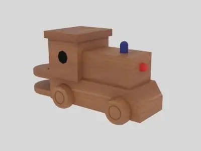 Wooden Toy Train Low-poly 3D model purchase
