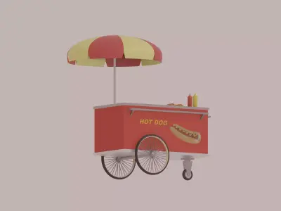 Hot Dog Cart Low-poly 3D model