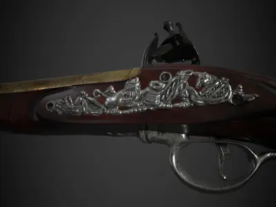 George Washington Flintlock Pistol Low-poly 3D model