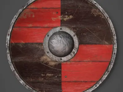 Round Wooden Shield Low-poly 3D model buy