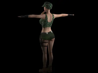Military Girl Low-poly 3D model purchase