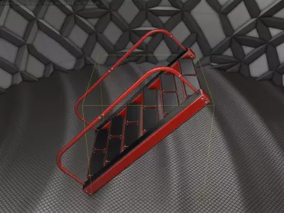 Sci-Fi Stairs -  19 - Red Version  Low-poly 3D model