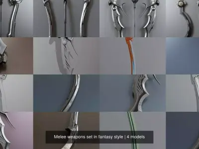 Melee weapons set in fantasy style 3D Model Pack