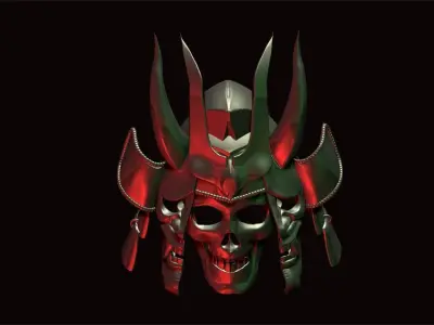 skull demon samurai helmet model 3D print model