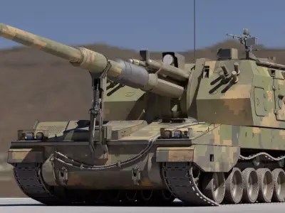 PLZ05 Self-propelled howitzer Low-poly 3D model