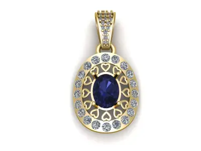 ANTIQUE BLUE SAPPHIRE PENDANT 3D PRINTABLE MODEL 3D print model
