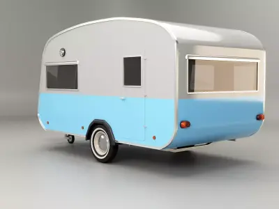 Classic Vintage Camping Caravan Low-poly 3D model