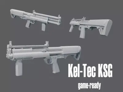 Kel-Tec KSG Game-Ready 3D model Low-poly 3D model