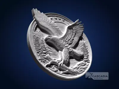 Eagle Emblem Round - CNC Router Carving Casting animal 3D print model