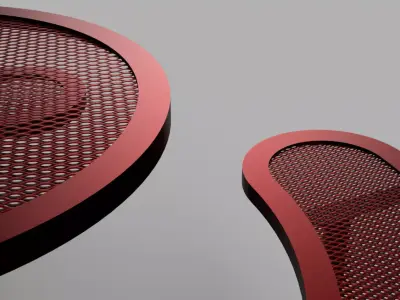 Contemporary Curved Bench Table Set 3D model