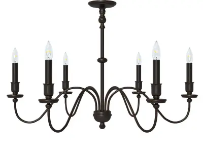 Six Light Chandelier in Matte Black 3D model