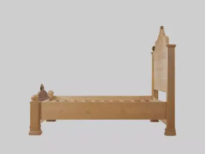 Wooden bed frame Low-poly 3D model