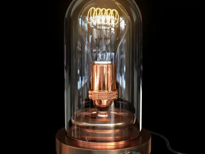 Steampunk Glass Case - Edison Lamp 3D model