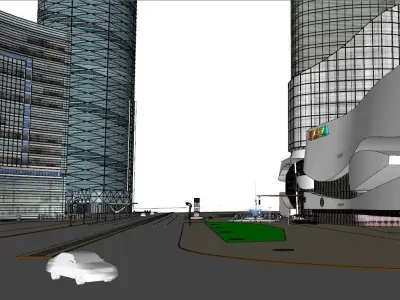 Commercial street building Shopping center Business buildings 3D model