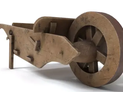 Wooden Wheelbarrow - Low Poly Low-poly 3D model