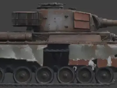Rusted Iron Giant Abandoned Heavy Tank 3D Model Low-poly 3D model
