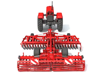 Tractor with Disc Harrow 3D model purchase