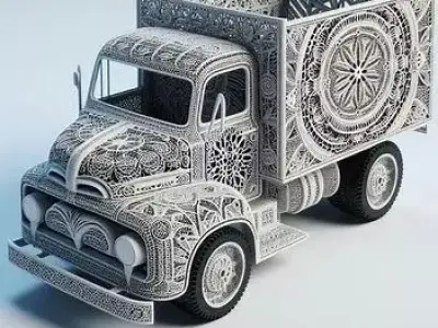 3D Christmas Truck with Gifts Scene 3D print model
