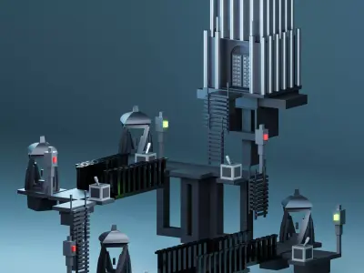 Temple 7 - Blackended Temple Low-poly 3D model