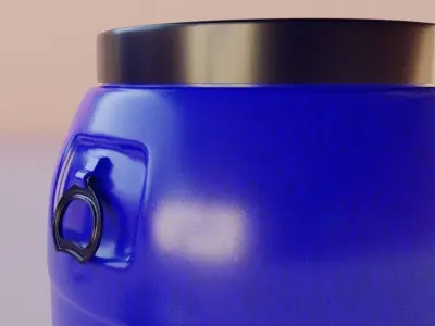 Plastic blue barrel 220L 180L 120L 80L Low-poly 3D model